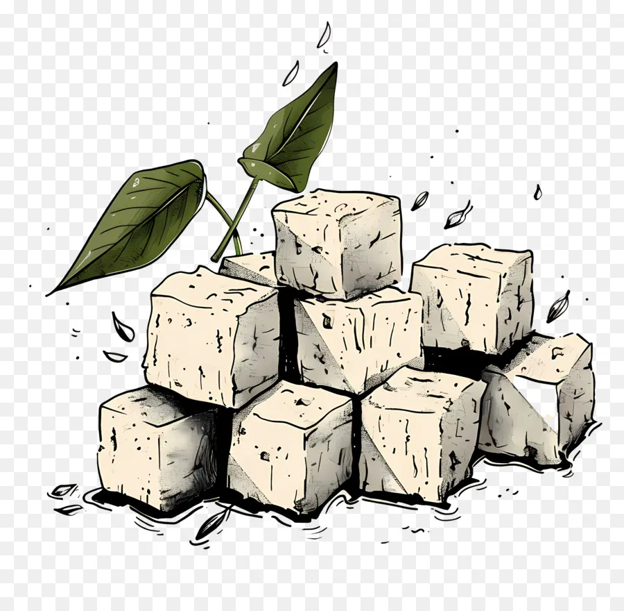 Tofu Cubos，Cubitos Blancos PNG