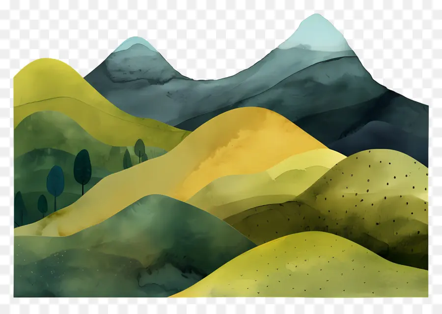 Colinas Montañosas，La Pintura De Paisaje PNG