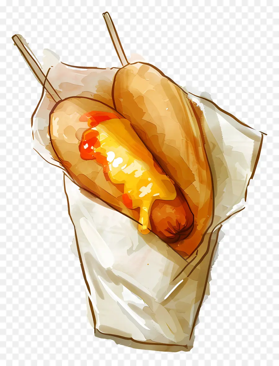 Corndog，De Dibujos Animados De Perros Calientes PNG