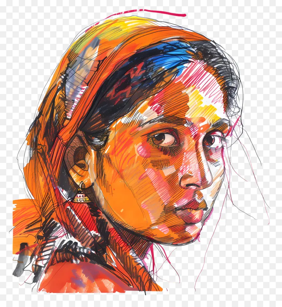 Mujer Marathi India，La Pintura De Retratos PNG