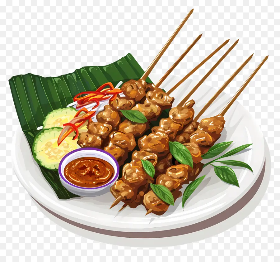 Satay，Brochetas De Carne PNG