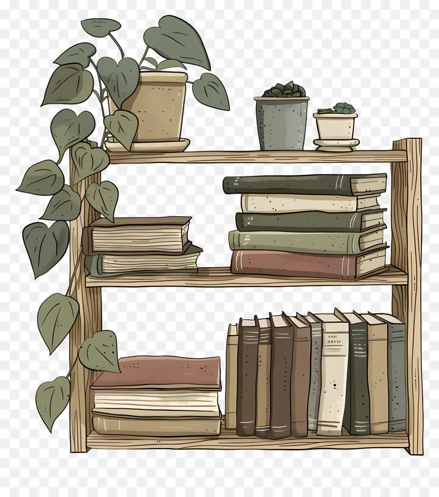 Estante Con Libros，Estante De Madera PNG