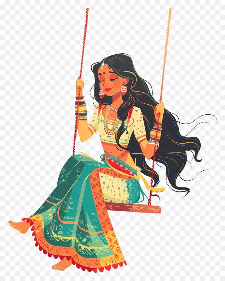 Mujer India En El Swing，Mujer PNG