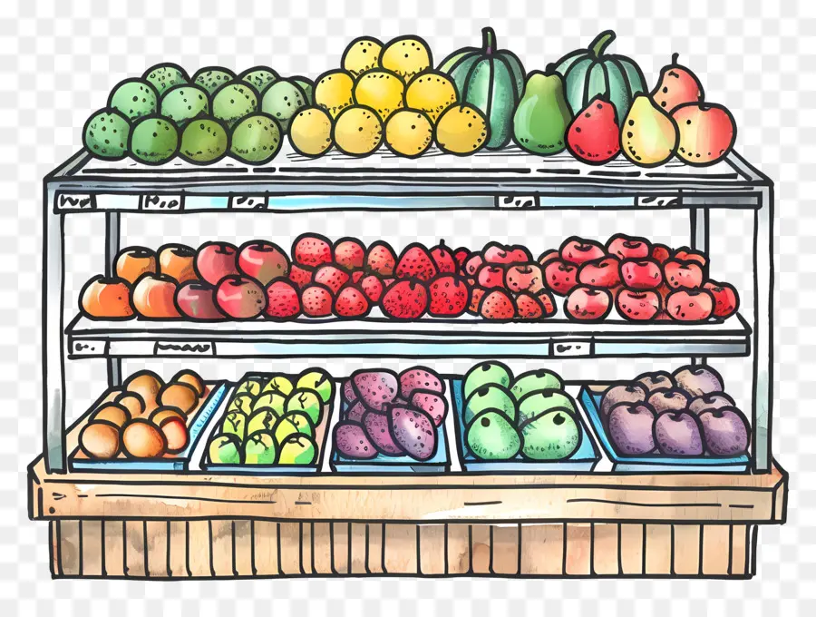 Mostrador De Frutas，Tienda De Comestibles PNG