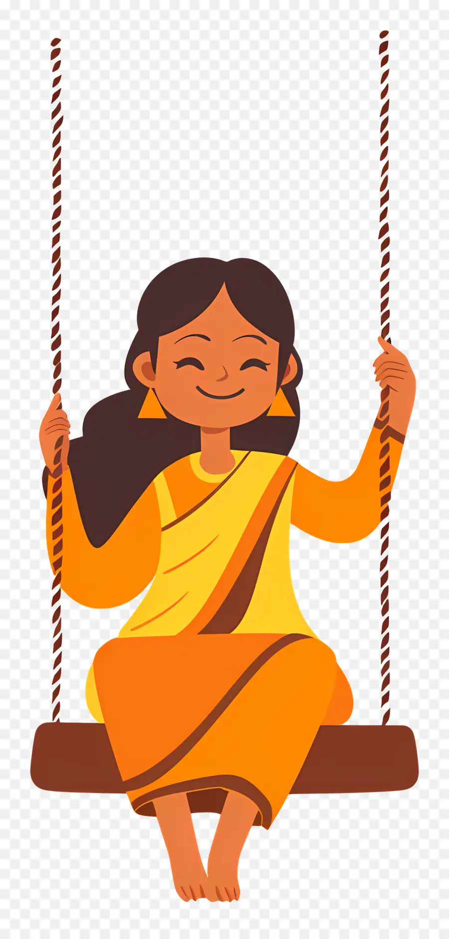 Mujer India En El Swing，Ropa Tradicional India PNG