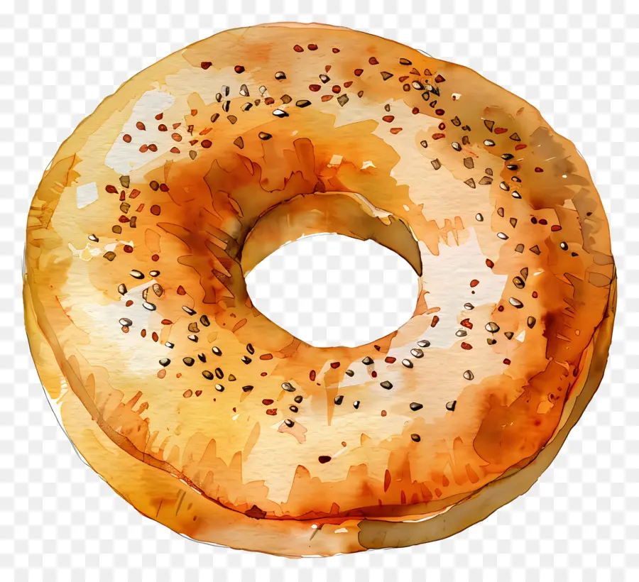 Bagel，Pintura A La Acuarela PNG