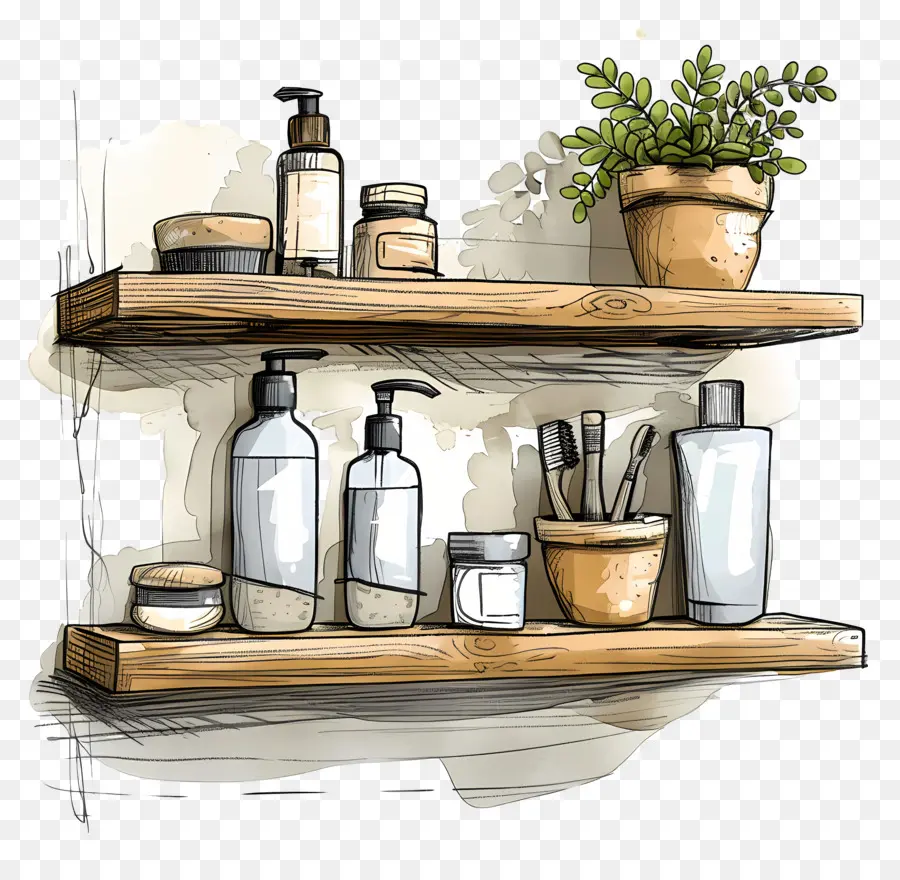 Cuarto De Baño Estante，Productos De Baño PNG