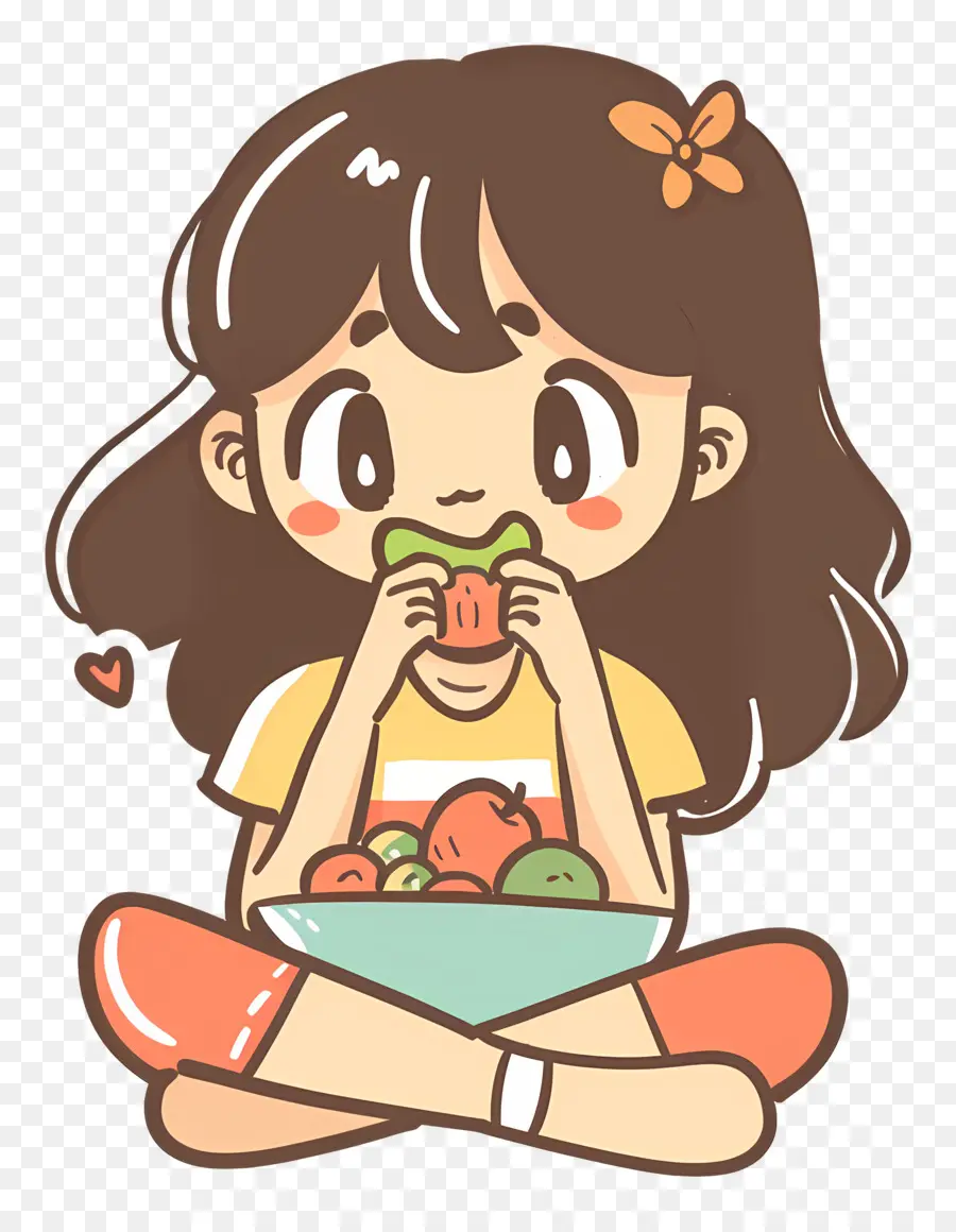 Niña Comiendo，Chica De Dibujos Animados PNG