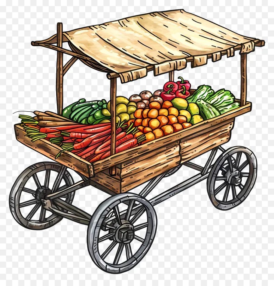 Carro Vegetal，Mercado De Los Agricultores PNG