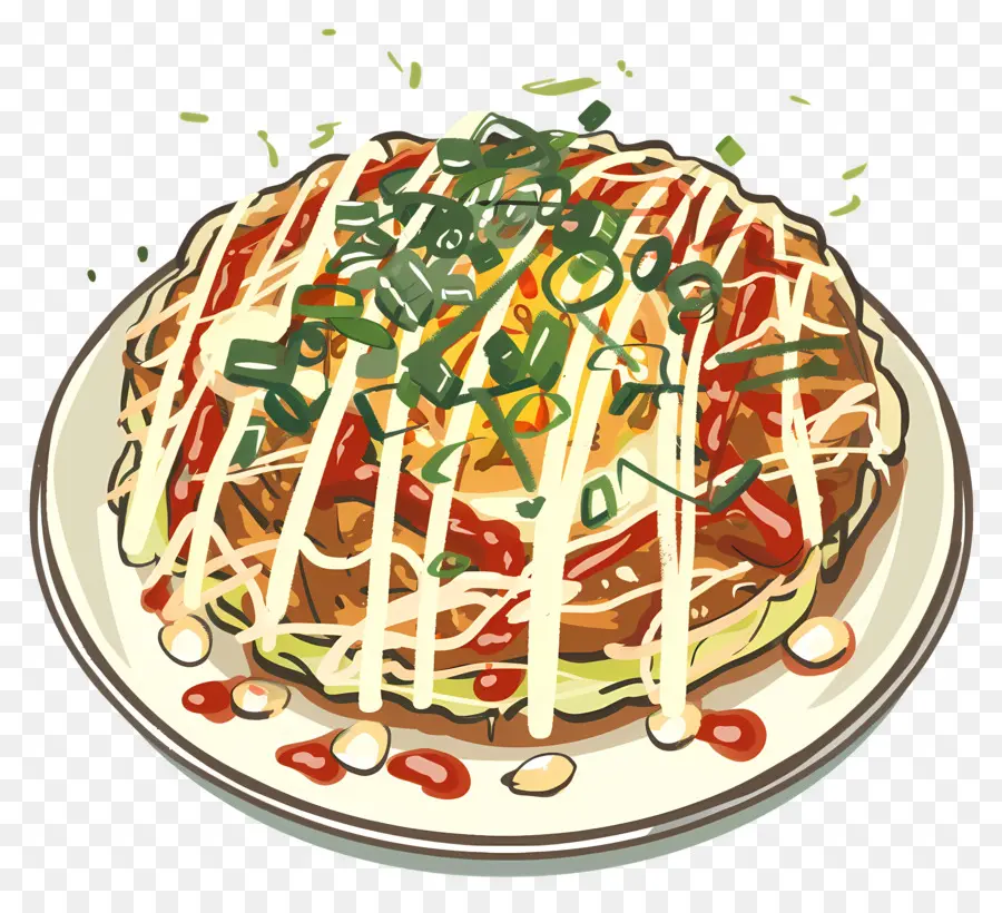 Okonomiyaki，Plato Japonés PNG