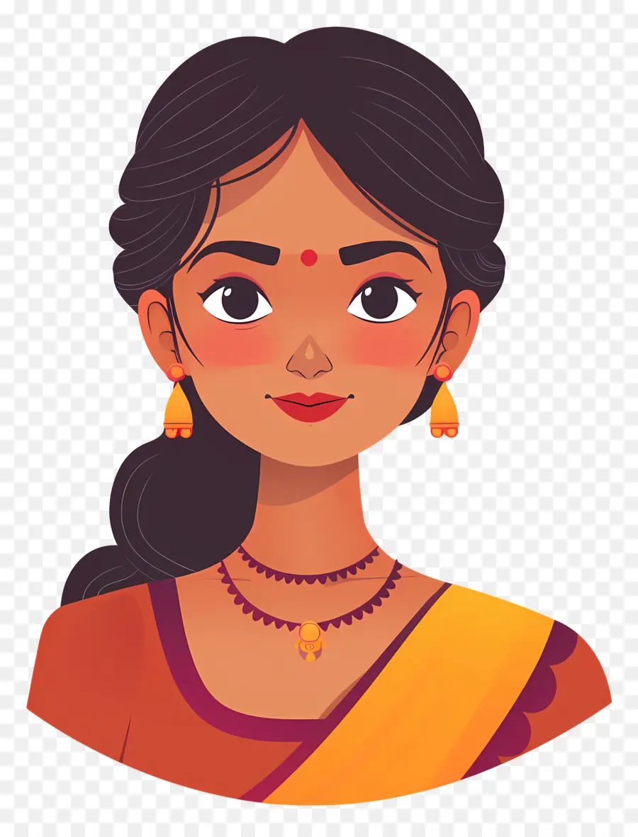 Mujer Marathi India，Ropa Tradicional India PNG