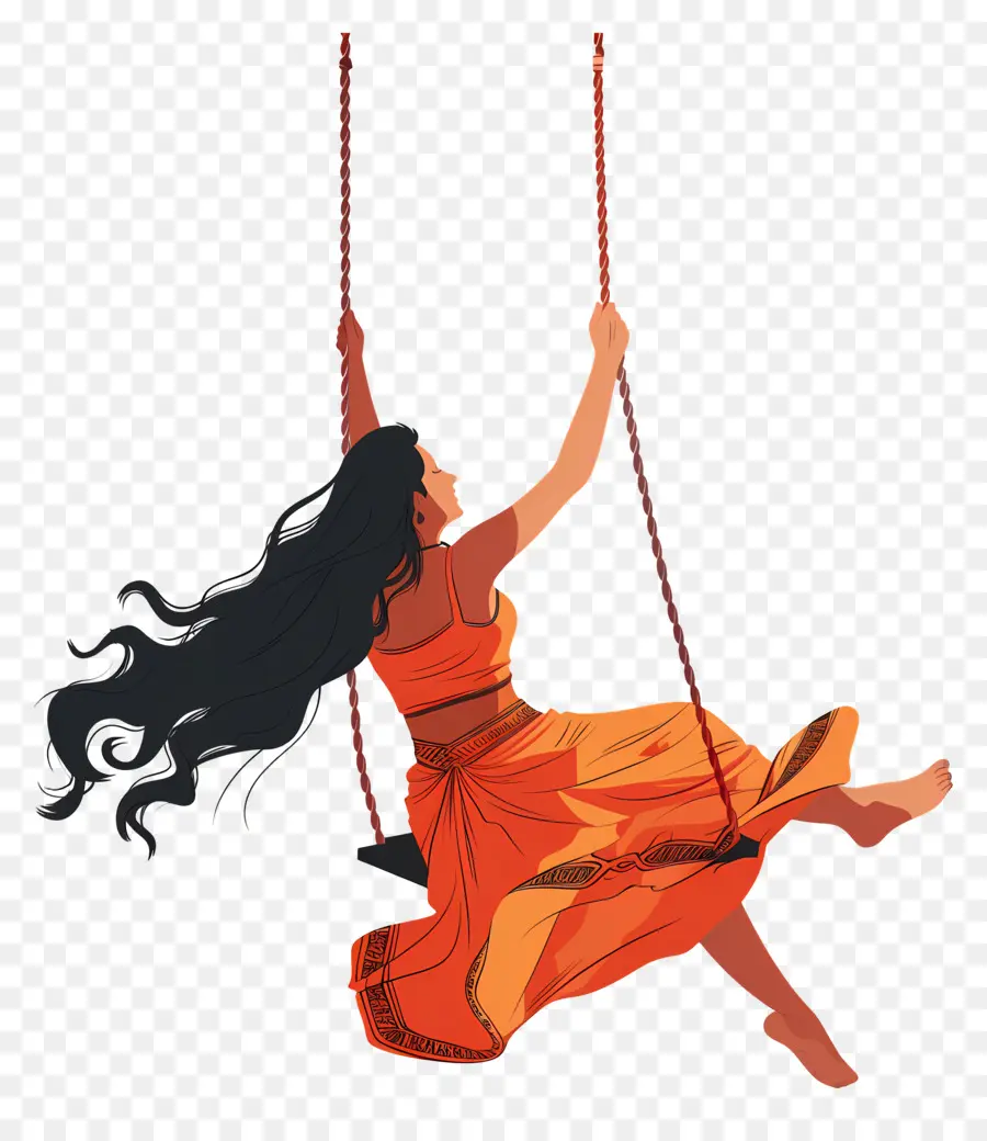 Mujer India En El Swing，Mujer PNG