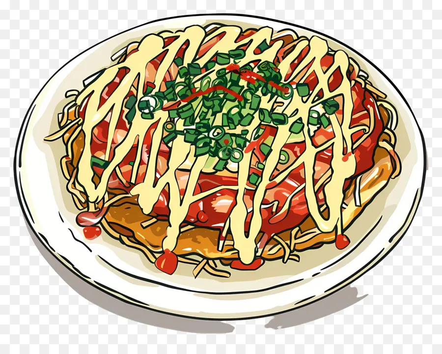 Okonomiyaki，Tarta De Spaghetti PNG