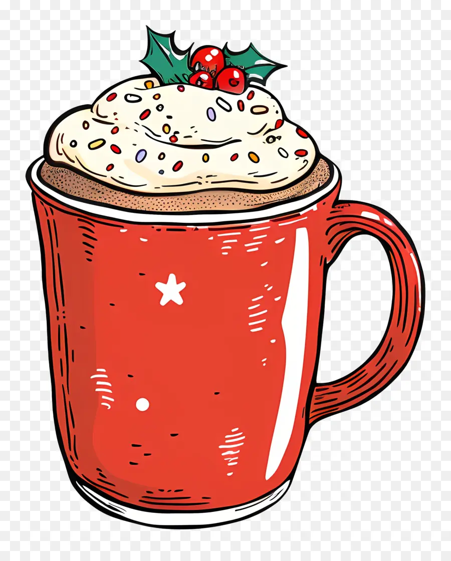 Taza Del Postre De Navidad，Taza Roja PNG