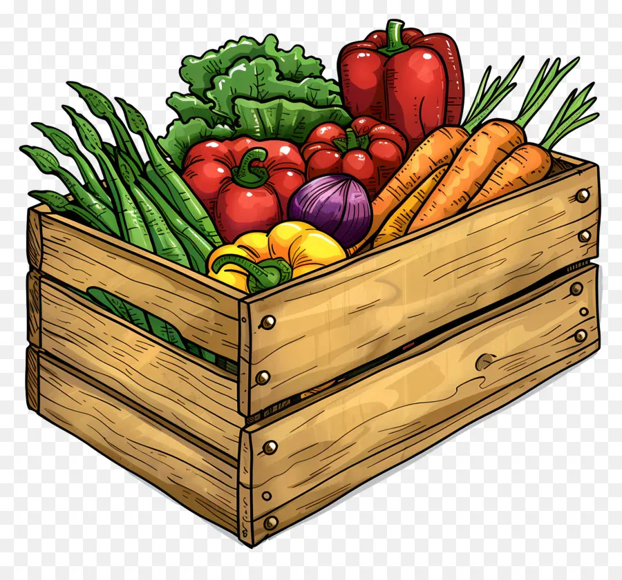 Caja De Verduras Frescas，Cajón De Vegetales PNG