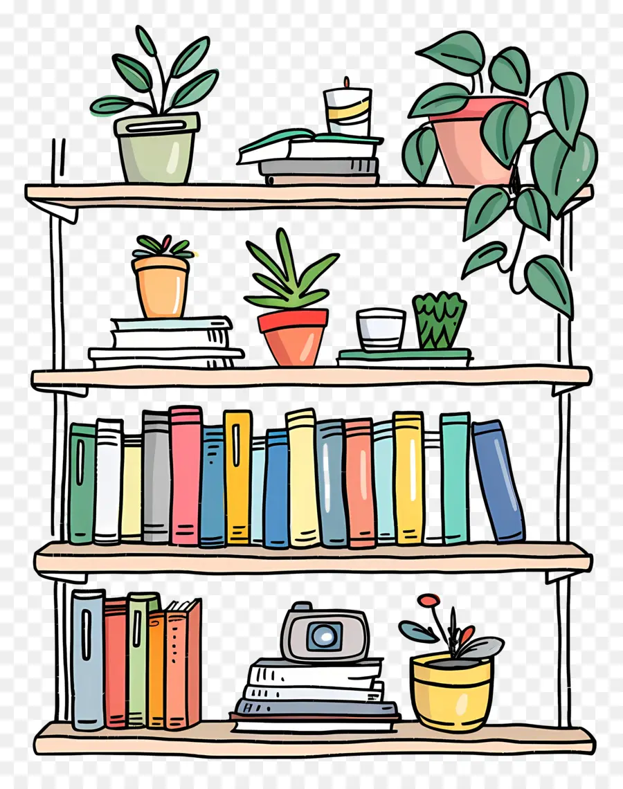 Estante Con Libros，Bookshelf PNG