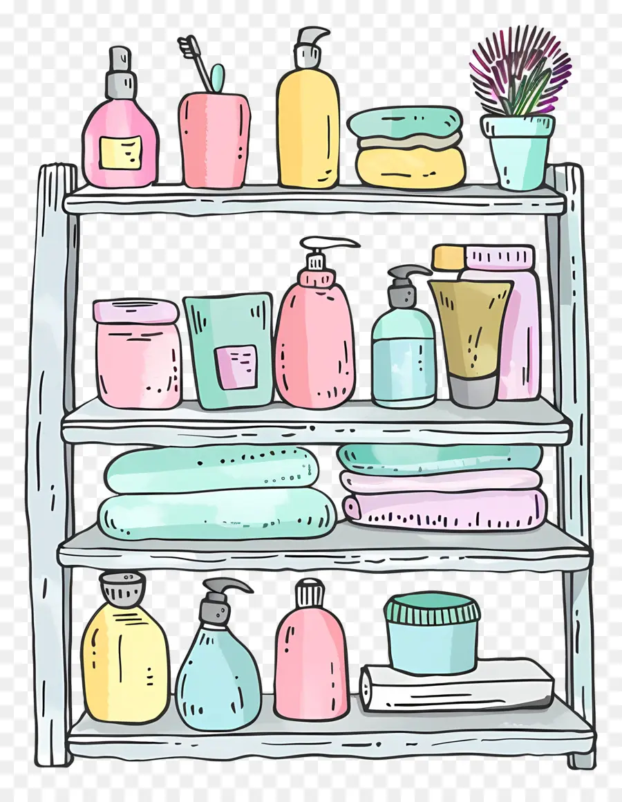 Cuarto De Baño Estante，Productos De Belleza PNG