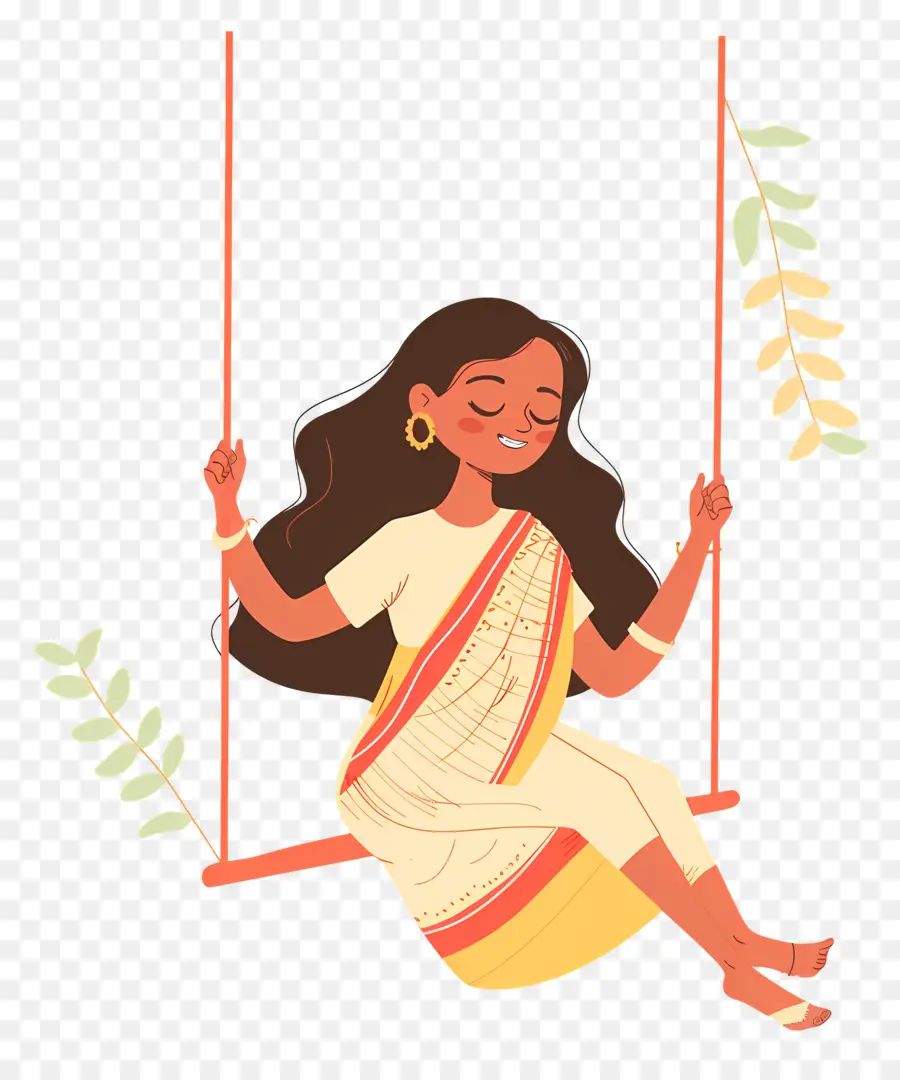 Mujer India En El Swing，Mujer PNG