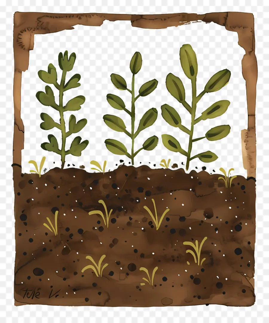 Tierra Marrón，Planta De Dibujo PNG