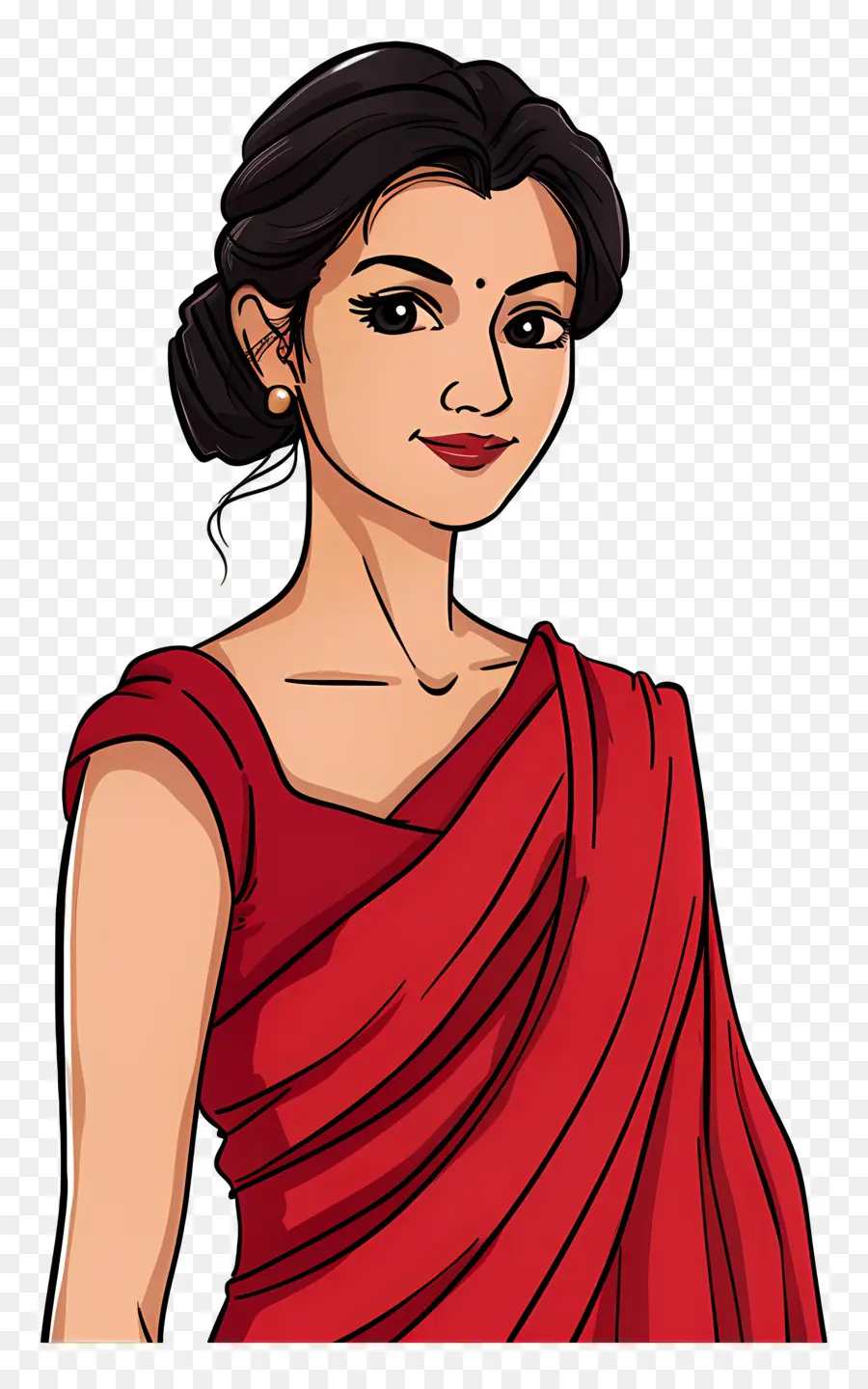 Mujer India，Mujer En Sari Rojo PNG