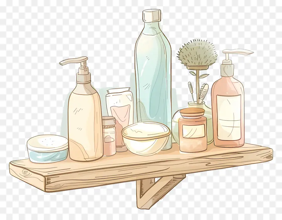 Cuarto De Baño Estante，Productos De Belleza PNG