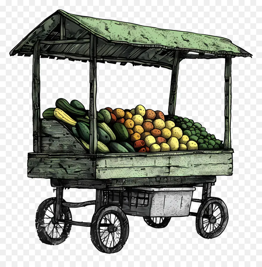 Carro Vegetal，Carrito De Madera PNG