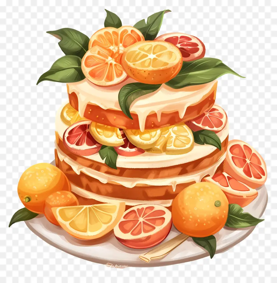 Pastel De Cítricos Tropicales，Pastel De Múltiples Capas PNG