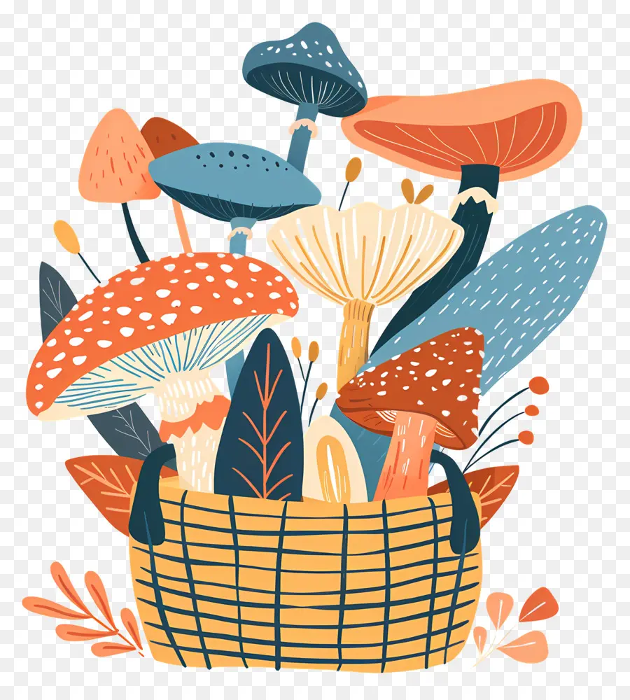 Champiñones En La Canasta，Wicker Basket PNG