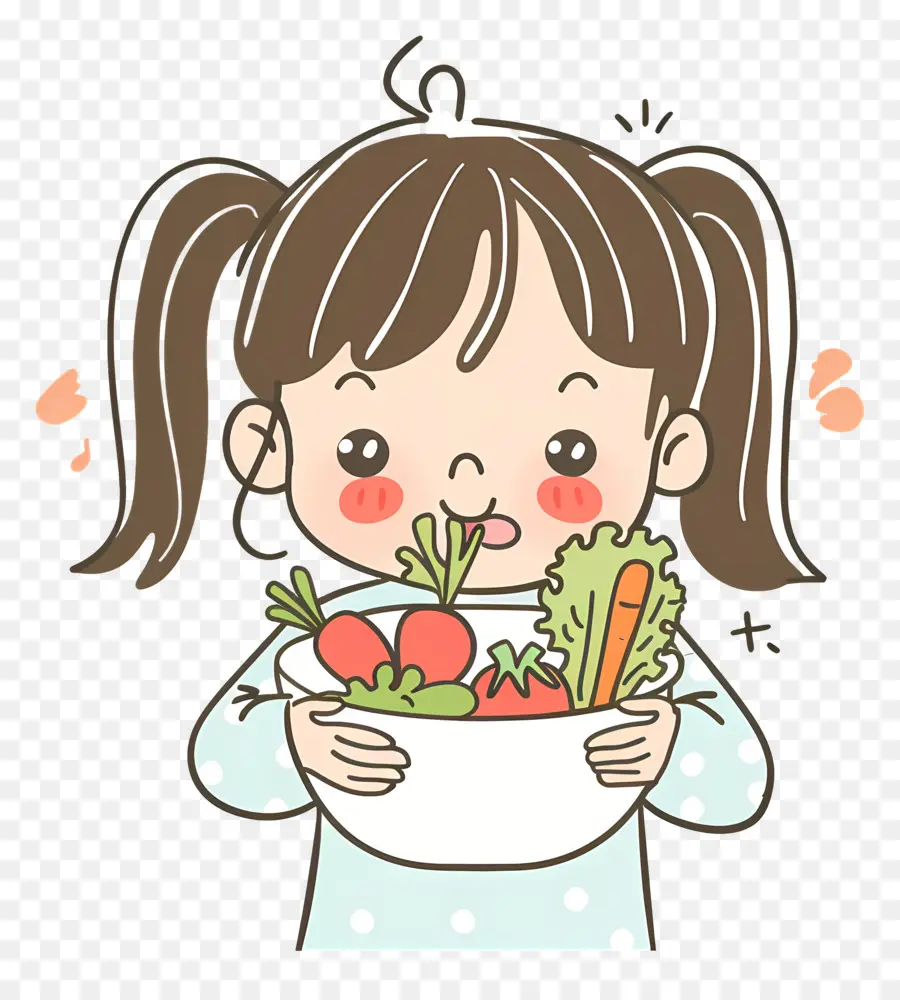 Niña Comiendo，Ensalada PNG