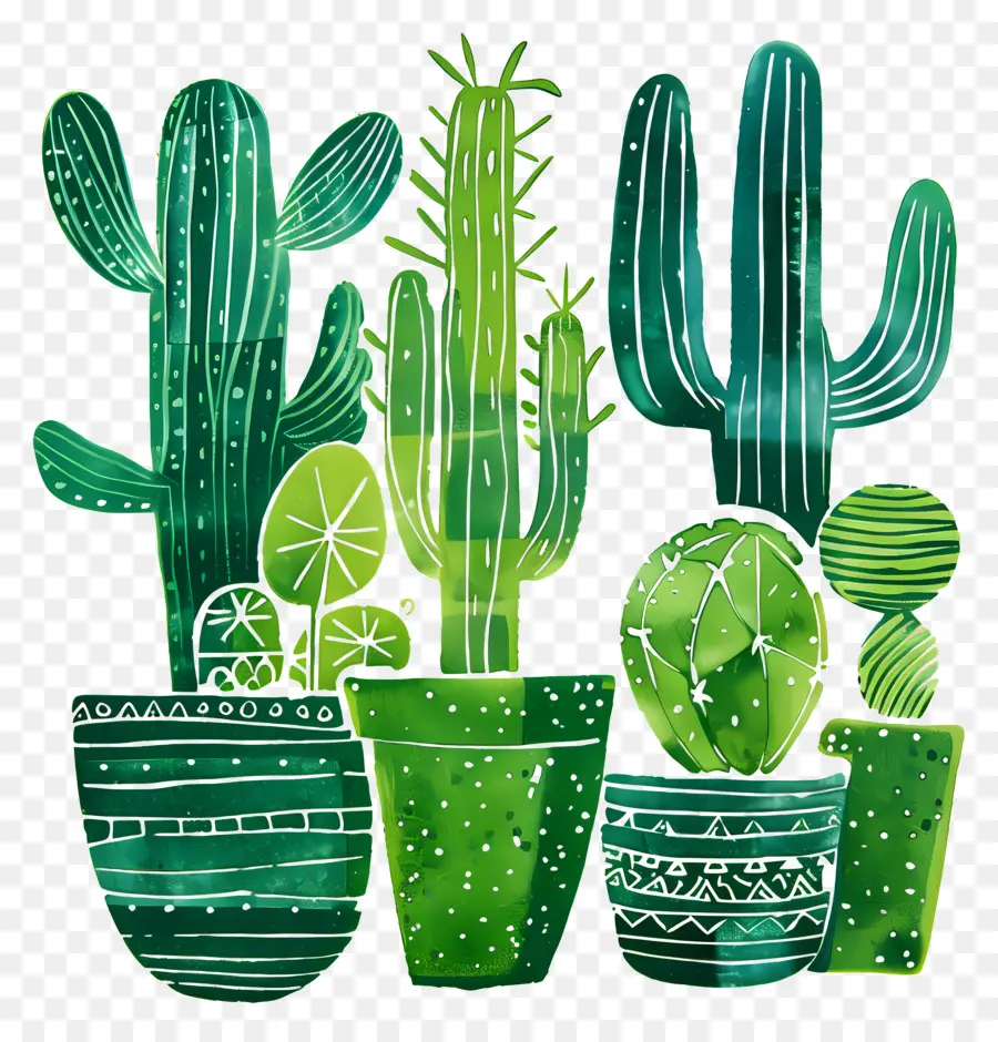 Cactus De Linocut，Cacti PNG