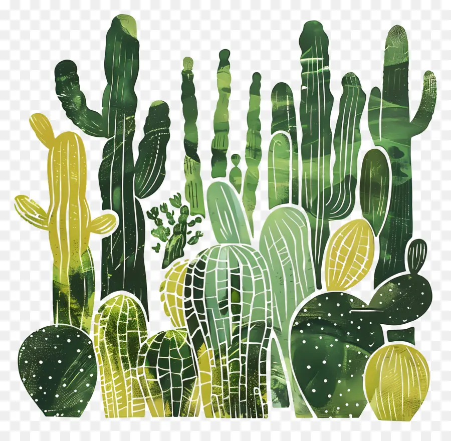 Cactus De Linocut，Cactus PNG