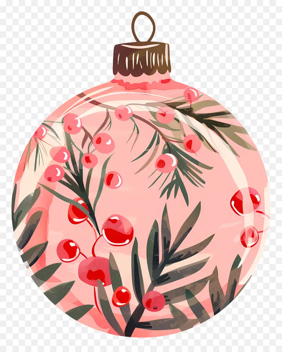 Adorno De Navidad，Bola De Vidrio Rosa PNG