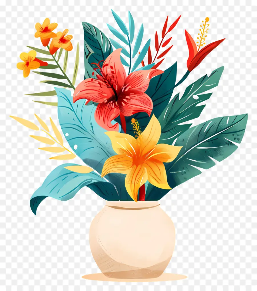 Flor Tropical，Ramo Floral PNG