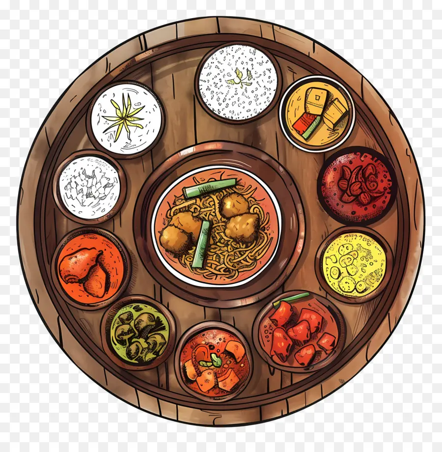 Thali Indio，Plato De Madera PNG