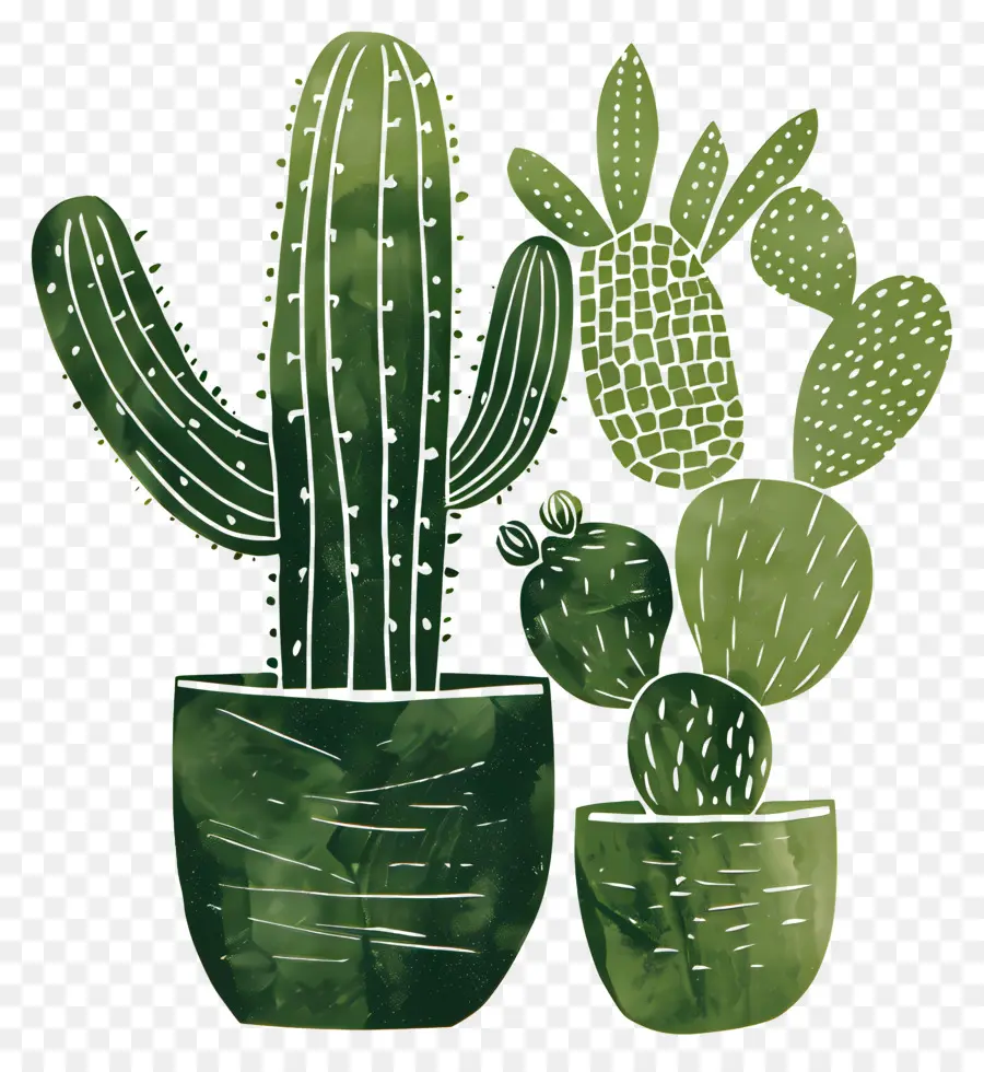 Cactus De Linocut，Cactus PNG