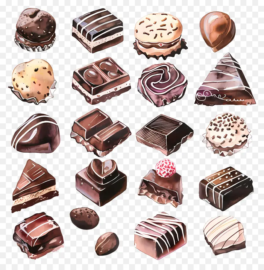 Chocolate，Ilustración Acuarela PNG