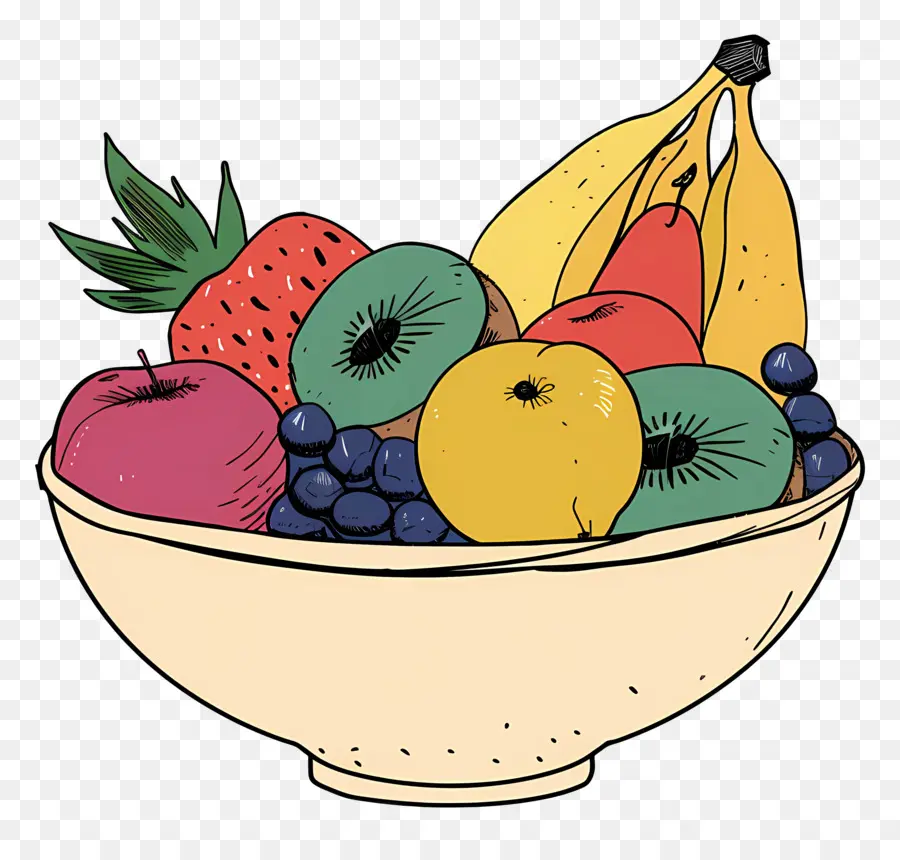 Tazón De Fruta，Handdrawn PNG