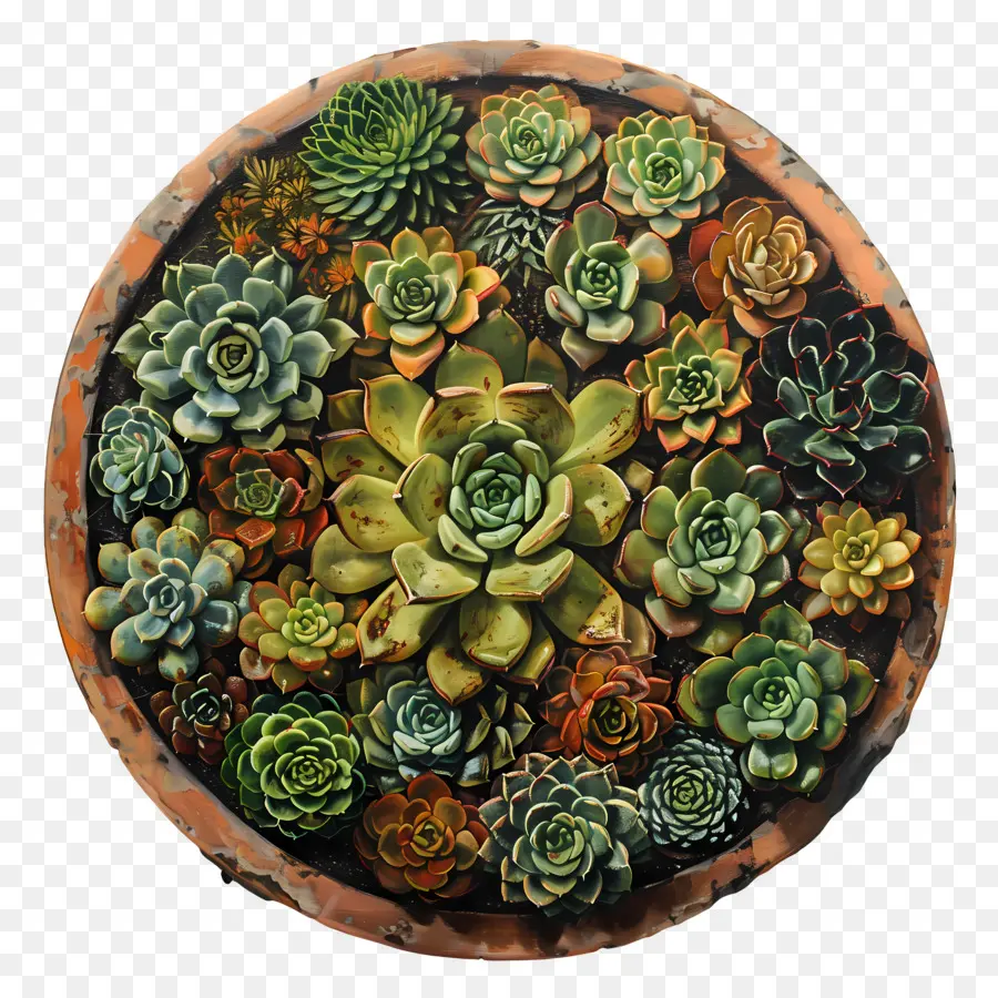 Las Plantas Suculentas，Plato De Cerámica PNG