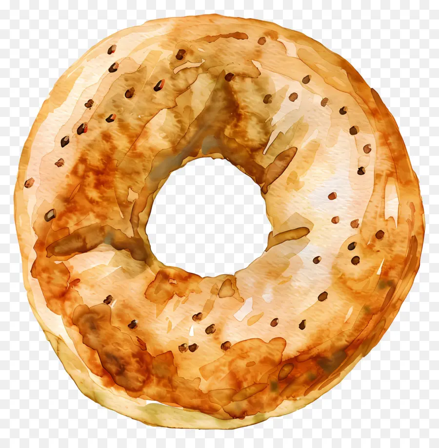 Bagel，Pintura A La Acuarela PNG