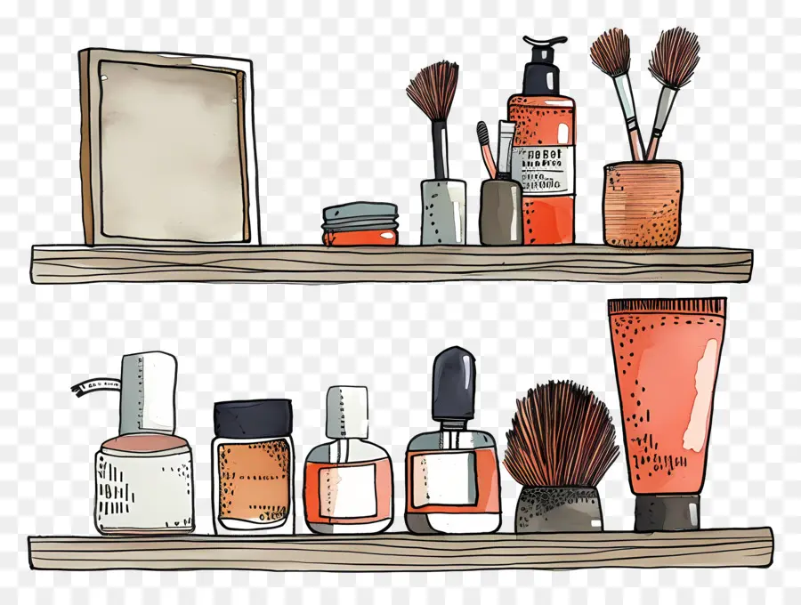 Estante Con Material Cosmético，Maquillaje PNG