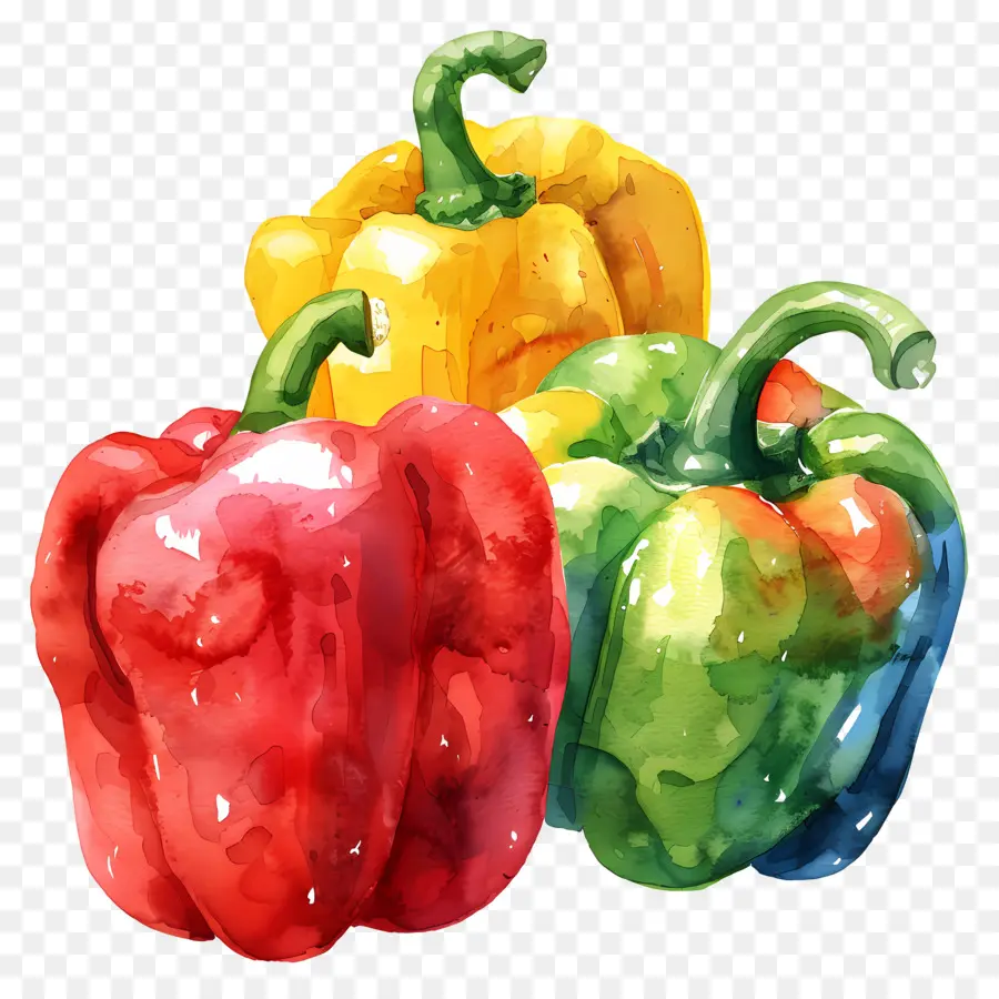 Bell Peppers，Pintura A La Acuarela PNG