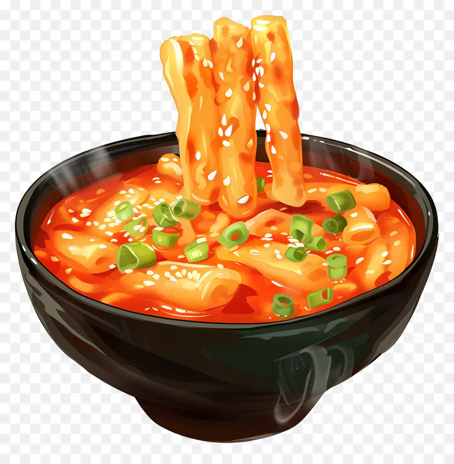 Cheesy Tteokbokki，Sopa Picante PNG