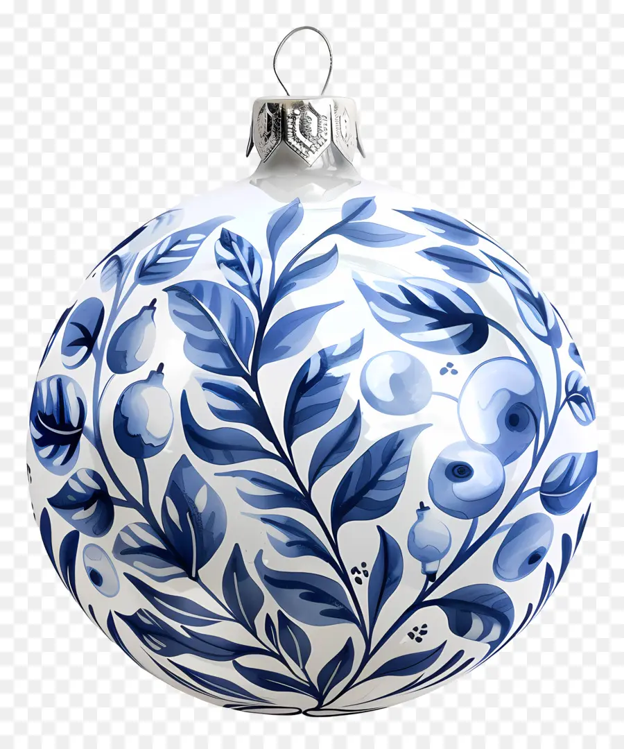 Adorno De Navidad，Adorno Azul Y Blanco PNG