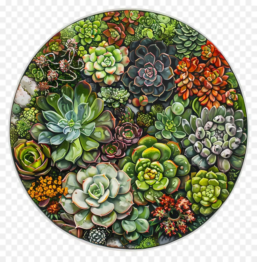 Las Plantas Suculentas，Arreglo De Platos PNG