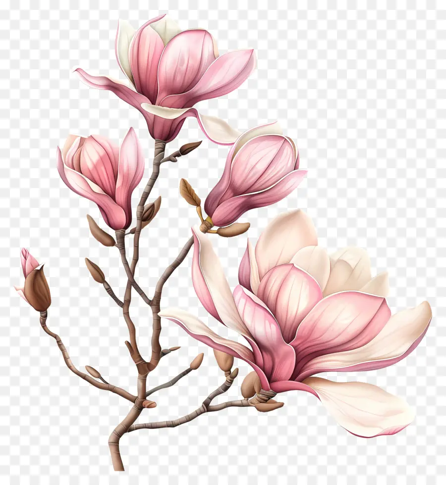 Pastel De Flor，Flor De Magnolia Rosa PNG