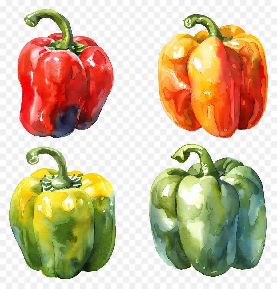 Bell Peppers，Pimientos De Acuarela PNG