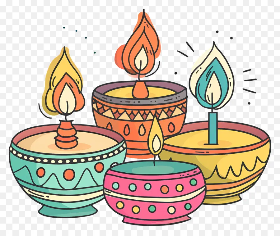 Festival De Diwali，Velas Coloridas PNG