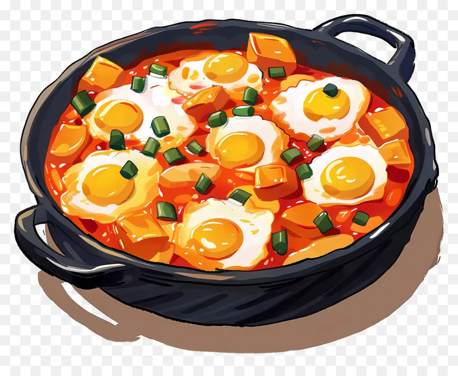 Cheesy Tteokbokki，Huevos Fritos PNG