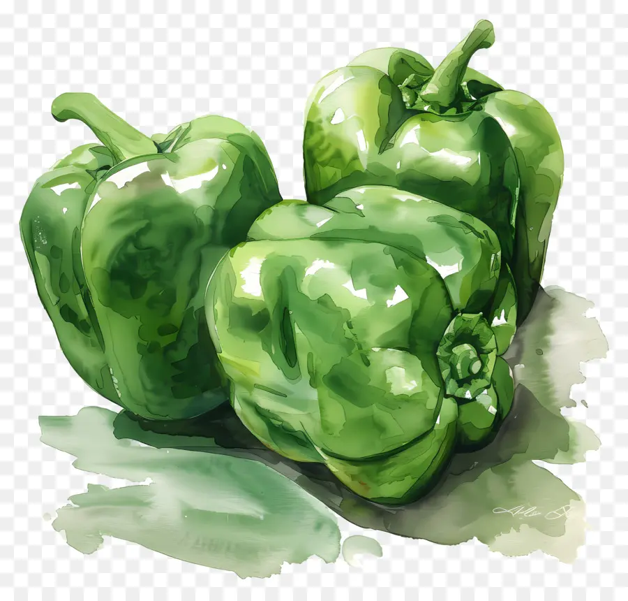 Bell Peppers，Pimientos Verdes PNG