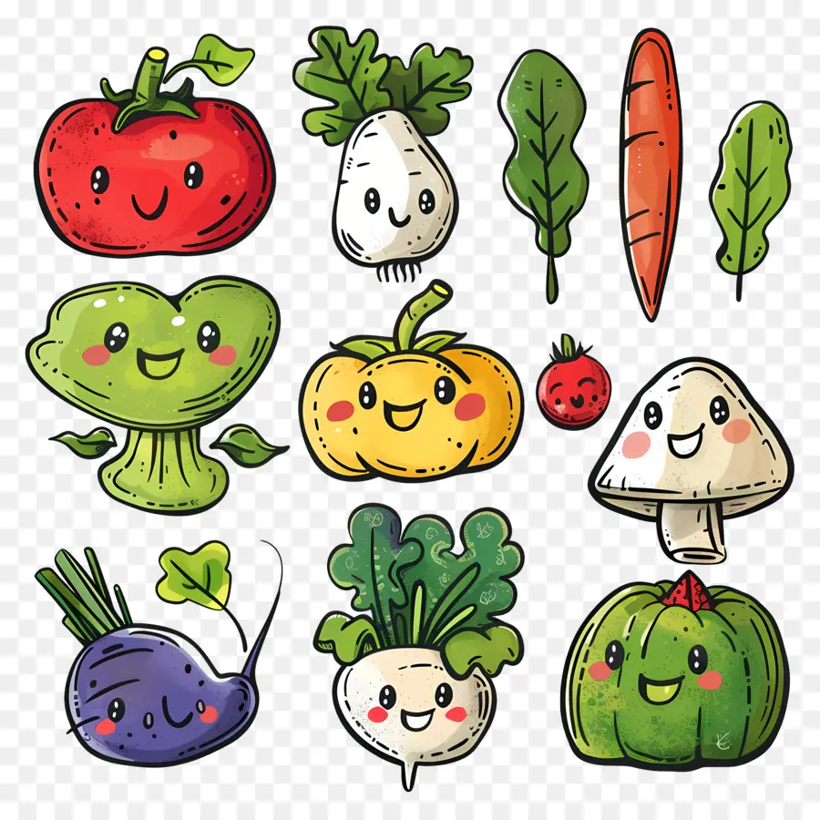 Verduras，Verduras Sonrientes PNG